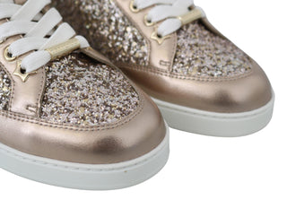 Ballet Pink Glitter Leather Sneakers - IzzySauvage