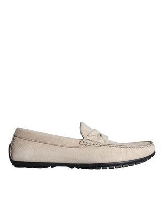 Beige Leather Slip Mocassin Loafers Men Shoes - IzzySauvage