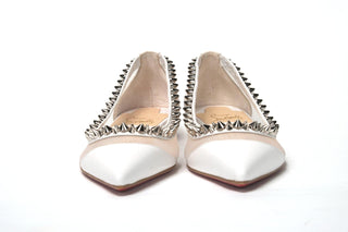 Bianco White silver Flat Point Toe Shoe - IzzySauvage