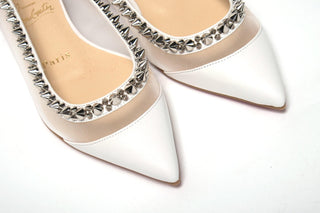 Bianco White silver Flat Point Toe Shoe - IzzySauvage