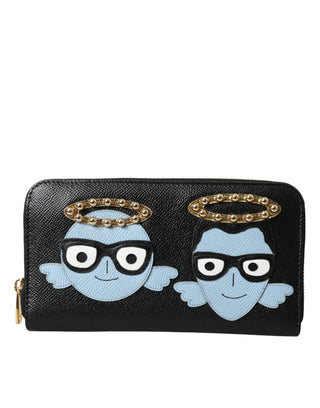 Black Blue Leather #DGFAMILY Zipper Continental Men Wallet - IzzySauvage