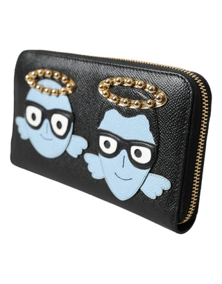 Black Blue Leather #DGFAMILY Zipper Continental Men Wallet - IzzySauvage