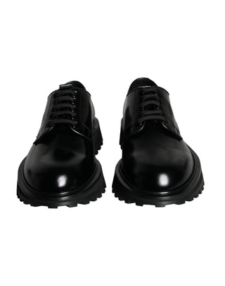 Black Calf Leather Derby Formal Dress Shoes - IzzySauvage