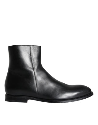 Black Calf Leather Men Ankle Boots Men Shoes - IzzySauvage