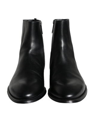 Black Calf Leather Men Ankle Boots Men Shoes - IzzySauvage