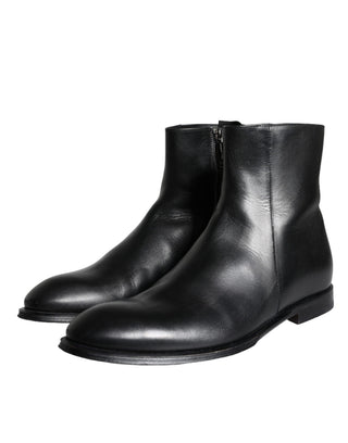 Black Calf Leather Men Ankle Boots Men Shoes - IzzySauvage