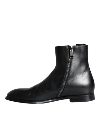 Black Calf Leather Men Ankle Boots Men Shoes - IzzySauvage