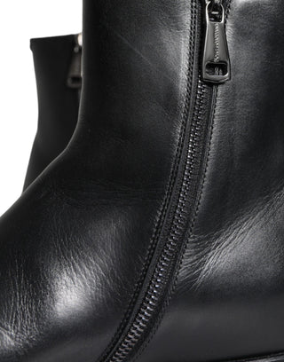 Black Calf Leather Men Ankle Boots Men Shoes - IzzySauvage