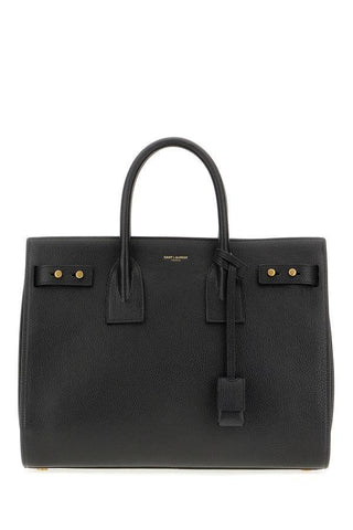 Black Calf Leather Sac De Jour Handbag - IzzySauvage