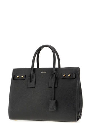 Black Calf Leather Sac De Jour Handbag - IzzySauvage