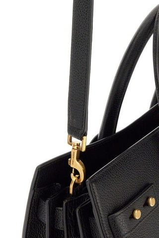 Black Calf Leather Sac De Jour Handbag - IzzySauvage