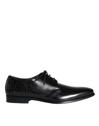 Black Calfskin Leather Derby Men Dress Shoes - IzzySauvage