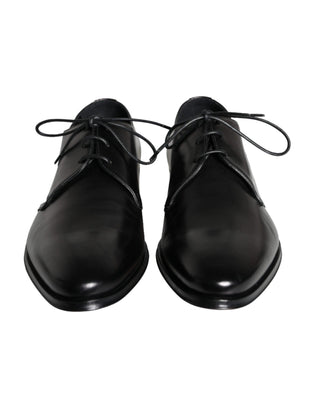 Black Calfskin Leather Derby Men Dress Shoes - IzzySauvage