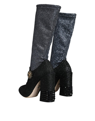 Black Crystal Mary Janes Booties Shoes - IzzySauvage