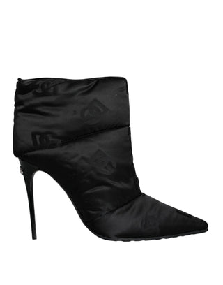 Black DG Logo Padded Heels Ankle Boots Shoes - IzzySauvage