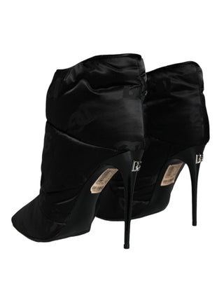 Black DG Logo Padded Heels Ankle Boots Shoes - IzzySauvage