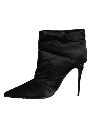 Black DG Logo Padded Heels Ankle Boots Shoes - IzzySauvage