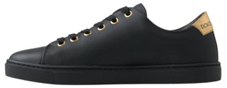 Black Gold Leather Classic Sneakers - IzzySauvage