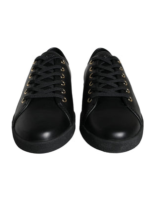 Black Gold Leather Classic Sneakers Shoes - IzzySauvage