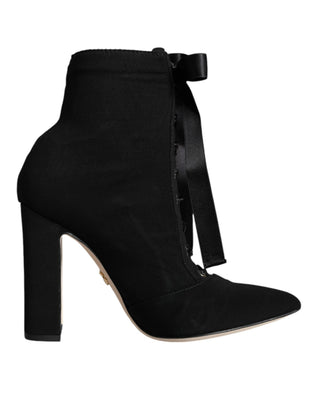 Black Jersey Stretch Ankle Booties Shoes - IzzySauvage