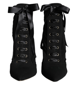 Black Jersey Stretch Ankle Booties Shoes - IzzySauvage