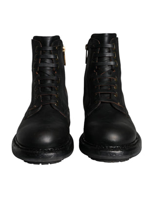 Black Lace Up Mid Calf Boots Men Shoes - IzzySauvage