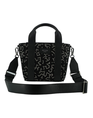 Black Leather and Canvas Small Tote Bag - IzzySauvage