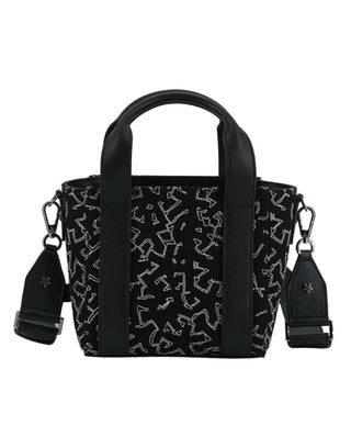 Black Leather and Canvas Small Tote Bag - IzzySauvage