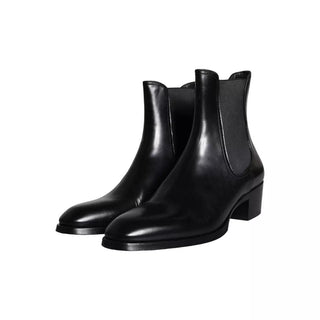 Black Leather Chelsea Ankle Boots Men Shoes - IzzySauvage