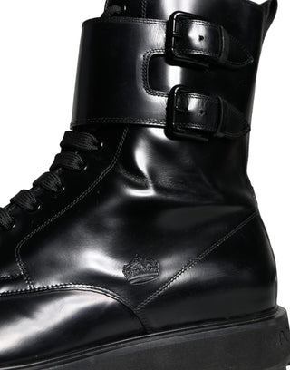 Black Leather Lace Up Men Mid Calf Boots Shoes - IzzySauvage