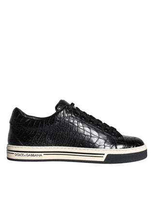 Black Leather Men Low Top Sneakers Shoes - IzzySauvage