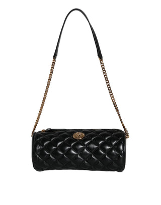 Black Mini Quilted Lambskin Leather Crossbody Sling Bag - IzzySauvage