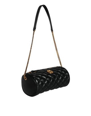 Black Mini Quilted Lambskin Leather Crossbody Sling Bag - IzzySauvage