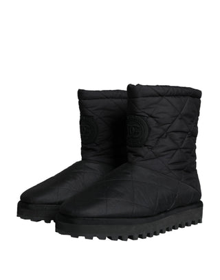 Black Nylon Padded Mid Calf Men Boots Shoes - IzzySauvage