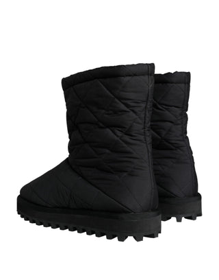 Black Nylon Padded Mid Calf Men Boots Shoes - IzzySauvage