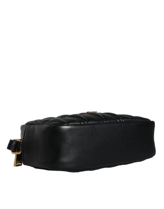 Black Quilted Lamb Leather Camera Case Shoulder Bag - IzzySauvage