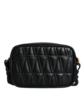 Black Quilted Lamb Leather Camera Case Shoulder Bag - IzzySauvage