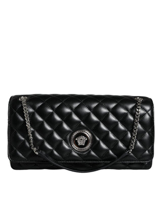 Black Quilted Lambskin Leather Crossbody Shoulder Bag - IzzySauvage