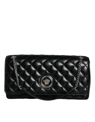 Black Quilted Lambskin Leather Crossbody Shoulder Bag - IzzySauvage