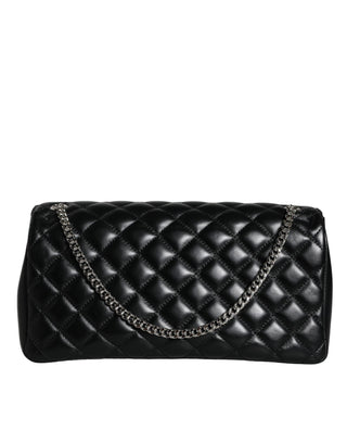 Black Quilted Lambskin Leather Crossbody Shoulder Bag - IzzySauvage