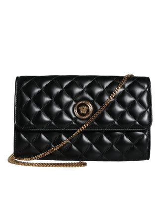 Black Quilted Nappa Leather Crossbody Shoulder Bag - IzzySauvage