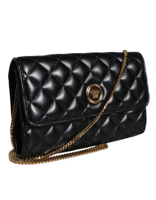 Black Quilted Nappa Leather Crossbody Shoulder Bag - IzzySauvage