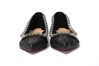 Black Silver Flat Point Toe Shoe - IzzySauvage