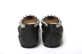 Black Silver Flat Point Toe Shoe - IzzySauvage