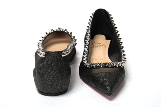 Black Silver Flat Point Toe Shoe - IzzySauvage