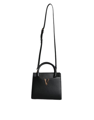 Black Small Leather TopHandle Shoulder Crossbody Bag - IzzySauvage