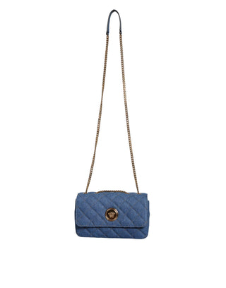 Blue Quilted Denim Leather Crossbody Shoulder Bag - IzzySauvage