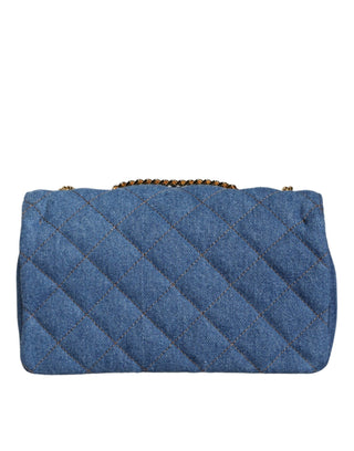 Blue Quilted Denim Leather Crossbody Shoulder Bag - IzzySauvage