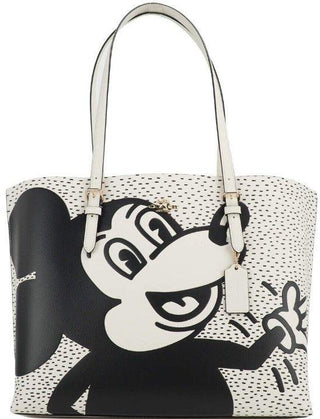 (C6978) Mickey Mouse X Keith Haring Mollie Large Leather Shoulder Tote Bag - IzzySauvage