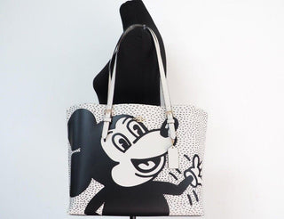 (C6978) Mickey Mouse X Keith Haring Mollie Large Leather Shoulder Tote Bag - IzzySauvage